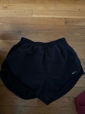 Nike Women's Black Athletic Running Shorts with White Swoosh
